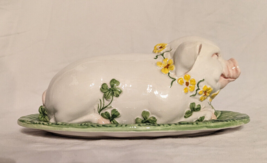 VTG Neiman Marcus Majolica Pig Piglet Covered Lidded Butter Dish Made in Italy - £38.63 GBP