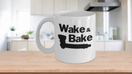 Wake and Bake with Pipe Mug White Coffee Cup Funny Marijuana Pot Baker - £14.42 GBP+