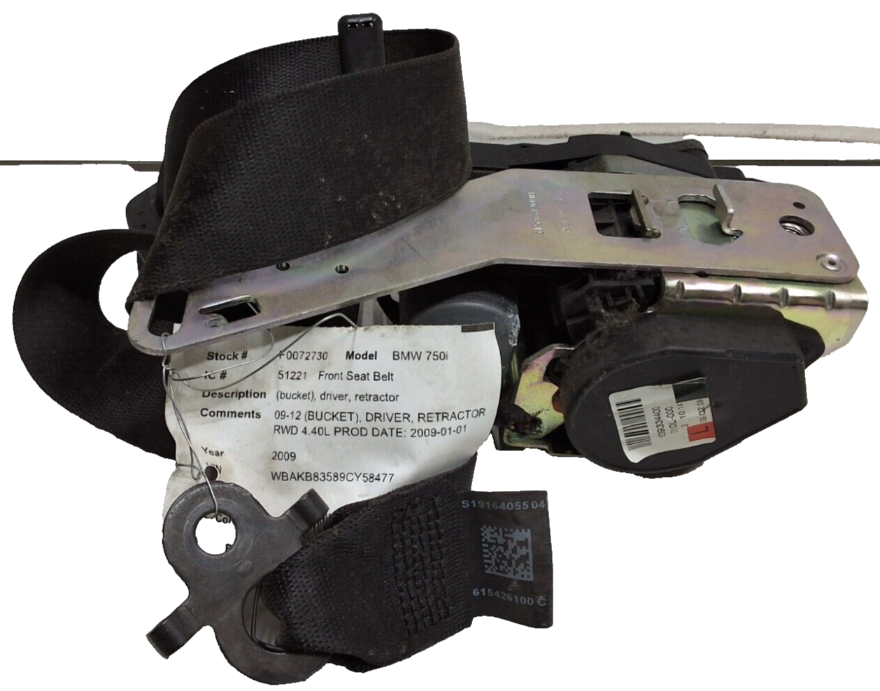 09 10 11 12 BMW 7 series left driver&#39;s black seat belt retractor OEM - $34.64