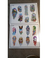 LOT of 2 Tattoo Flash Wall Art Sheets Spaulding SKULLS TIGER Color 128D ... - $904.18 MXN
