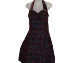 Vintage 90s Rampage Floral Velvet Halter Fit &amp; Flare Tulle Mini Dress Si... - $29.66