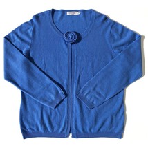 Lochmere cashmere cardigan sweater size UK20 XL/16 blue rosette jumper F... - $44.99