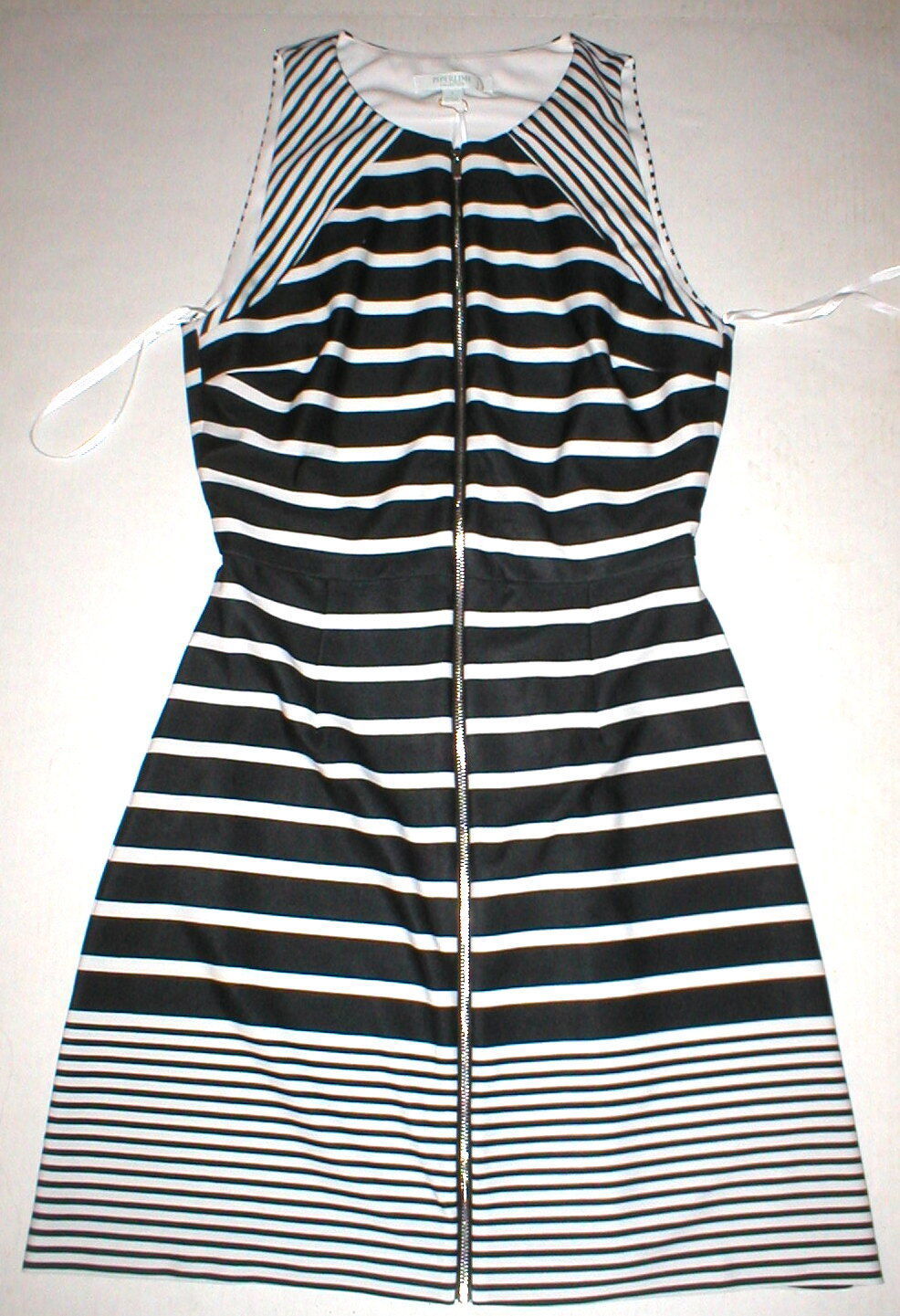 New Womens Piperlime Collection Dress Stripe Sleeveless Black White Zipper Small