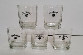 Jack Daniels Old No 7 Brand Whiskey 8oz Rocks Glasses Square Bottom 5Pc Barware - £21.78 GBP