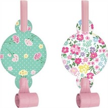 Floral Tea Party Blowouts with Medallion 8 Pack Paper Birthday Party Favors - £15.22 GBP