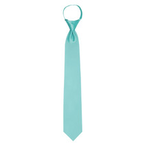 Men&#39;s Tie 100% Polyester Satin Aqua Wedding Necktie Pre-Tied Necktie - £6.65 GBP