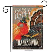 Rustic Turkey Day Thanksgiving Garden Flag-2 Sided Message ,12&quot; x 18 - £14.98 GBP
