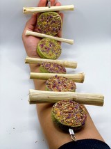 Floral Round Cakes and Bamboo Sticks Hanging Chew Treat for Rabbit, Hamster Rat - £9.64 GBP
