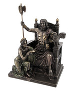 Bronzed Zeus and Hera at the Throne Statue with Colored Accents - £93.44 GBP