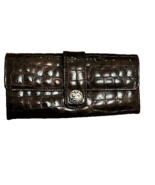 BRIGHTON Glossy Patent Croc Leather Silver/brown Organizer ID, Zip Coin ... - $24.75