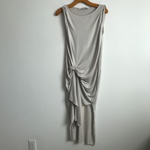 AllSaints Rivera Ida Dress Small Gray Jersey Asymmetric Gathered High Lo... - $36.07