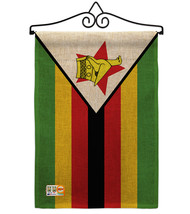 Zimbabwe Burlap - Impressions Decorative Metal Wall Hanger Garden Flag Set GS140 - £27.14 GBP