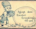 Dutch Blue Boy Comic Accept Dese Easter Greetings Vill You 1918 Postcard - $3.91