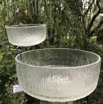 Vtg 3 Pc. Indiana Glass Chip Dip Bowl Set Tree Bark Texture Crystal Clear toned - £23.10 GBP