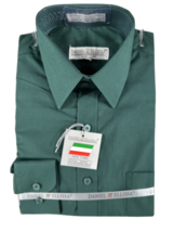 Daniel Ellissa Men&#39;s Hunter Green Dress Shirt Convertible Cuff Sizes 14.5 - 22.5 - $29.99