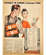 WWII-1944 Vintage Print Ad-&quot;U plan for V day&quot;UNIVERSAL-Peace-Buy War Bonds - £9.65 GBP