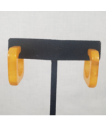 Vintage Art Deco Bakelite Butterscotch Square Hoop Post Pierced Earrings - $81.35 CAD