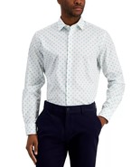 Bar III Men&#39;s Slim-Fit Stretch Medallion Print Dress Shirt White Green-S... - $27.55 CAD
