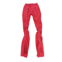 2004 American Idol Barbie Red Ruched Nylon Pants Flare Y2K G7997 Buckles... - $148.93 MXN