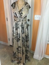 Black And Beige Ludomara Maxi Dress Elegant Floral Wedding Mother Of Bride NWT - £58.53 GBP