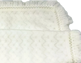 Vtg Acrylic Knit Baby Afgan Christening Blanket with Fringe by REGAL White 39" image 3