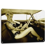 Riding Low Pinup Girl Sexy Hot Rod Car Garage Auto Wall Decor Large Sign - £17.50 GBP