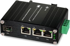 Industrial Gigabit 3 Ports Ethernet Switch Hardened 10 100 1000Mbps Fibe... - £84.66 GBP