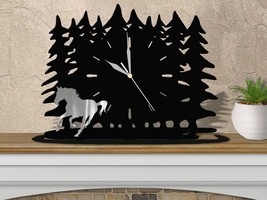 16.5in W Western Theme Forest Shelf or Mantel Clock - Running Horse - $109.00
