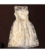 Girls 16 Off White Ivory Lace Line Dress With Flowers - $441.59 MXN