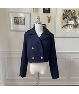 NWT 7 For All Mankind 7FAM Navy Blue Cropped Pea Coat Military XS. FLAWED - $63.93 CAD