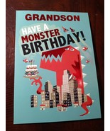 Grandson &quot;Have A Monster Birthday&quot; Birthday Card W Envelope-Brand New-SH... - $163.85 MXN
