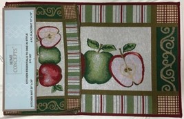5 Pc Tapestry Set: 4 Placemats (13&quot;X19&quot;) &amp; Rug (20&quot;X30&quot;) Green &amp; Red Apples Hc H - £39.52 GBP