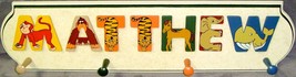 Colorful•Matthew•24&quot;x6&quot;•Animal Letter•Painted•Name•Personalized•4 Peg•Co... - £14.34 GBP