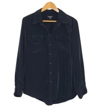 Central Park West New York Womens size Large L/S Button Front Blouse Shirt Black - £17.68 GBP