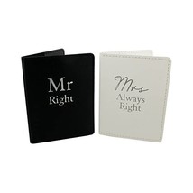 Amore Set of 2 Mr Right &amp; Mrs Always Right Black and White Passport Hold... - $32.54 CAD