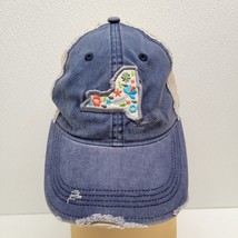 New York State Floral Distressed Womens Denim Mesh Back Baseball Cap Hat - $19.70