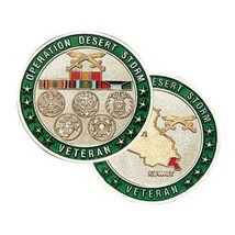 Operation Desert Storm Veteran Military Medal Ribbon 1.5&quot; Challenge Coin - £31.44 GBP