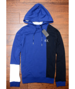 Armani Exchange $140 A|X Men&#39;s Navy/Blue Cotton Hooded Pullover Hoodie J... - £51.07 GBP