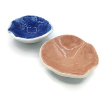 Set of 2 Pink And Blue Handmade Ceramic Trinket Bowl For Jewelry Storage... - £54.91 GBP