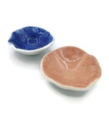Set of 2 Pink And Blue Handmade Ceramic Trinket Bowl For Jewelry Storage... - £54.91 GBP