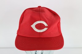 Vintage 80s Distressed Cincinnati Reds Baseball Trucker Hat Snapback Cap Red - £27.65 GBP