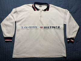 Vintage Tommy Hilfiger Pullover Quarter Zip XXL White Made In The USA - £9.64 GBP