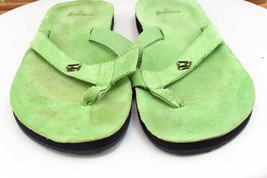 Reef Sz 8 M Green Flip Flop Leather Women Sandals - £15.78 GBP