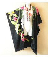 CM2 Floral Hand Painted 38" Batik Plus Cover Up Open Duster Cardigan - up to 5X - $29.90
