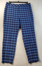 Charter Club Dress Pants Womens Size 16 Navy Blue Plaid Flat Front Side Zipper - £13.36 GBP