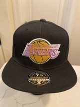 Los Angeles Lakers Hat Cap Mitchell &amp; Ness Size 7 5/8 Fitted Dynasty Black - £22.31 GBP