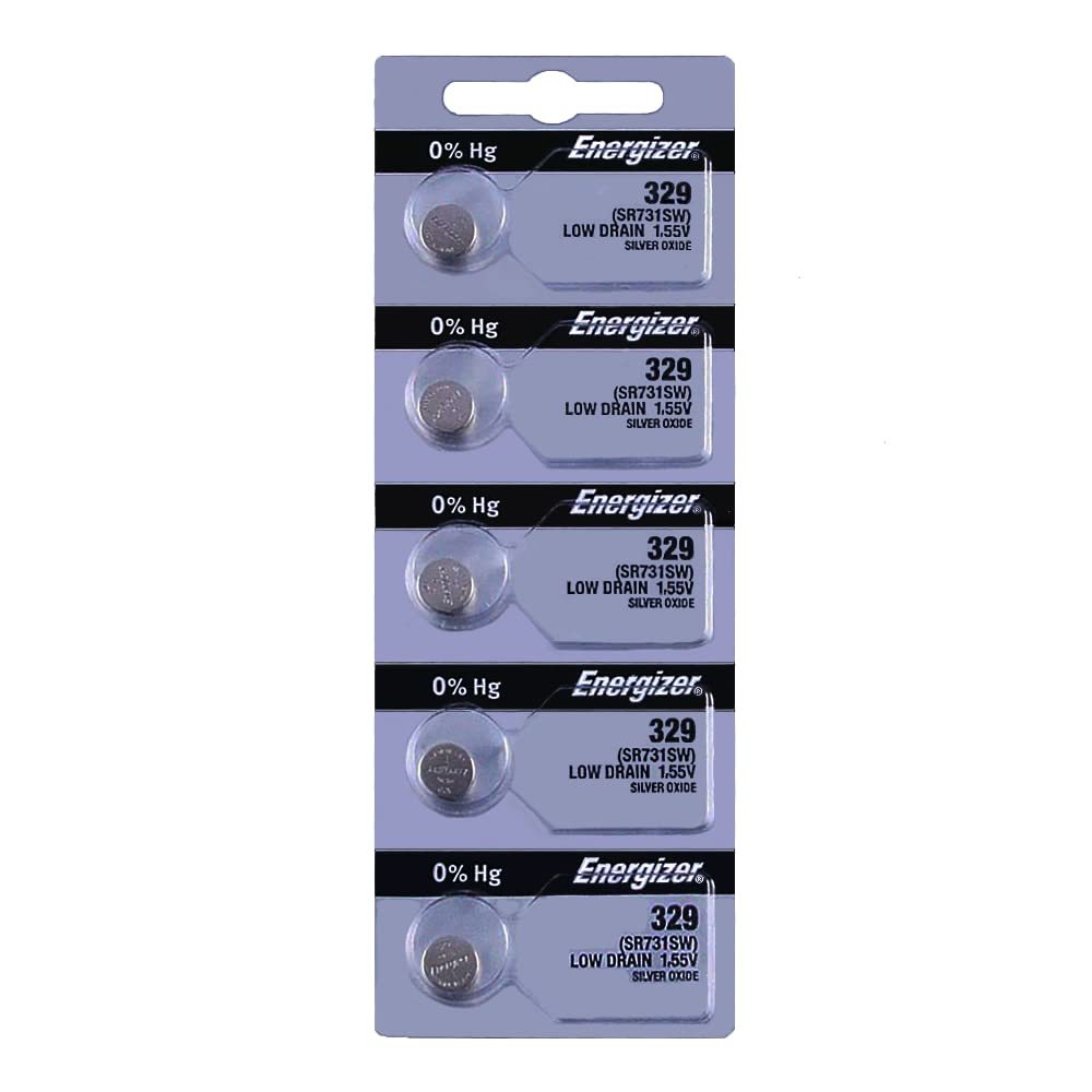 Energizer 329 Button Cell Silver Oxide SR731SW Watch Battery Pack of 5 Batteries - $7.99