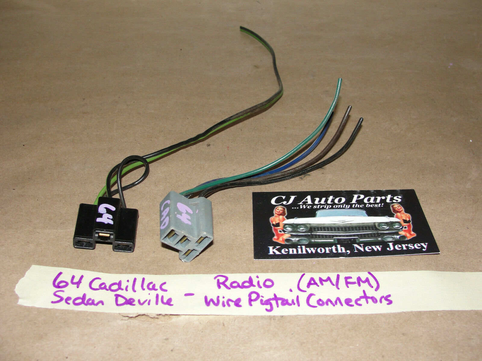OEM 64 Cadillac Sedan Deville DASH RADIO WIRE HARNESS PIGTAIL CONNECTORS - $44.54