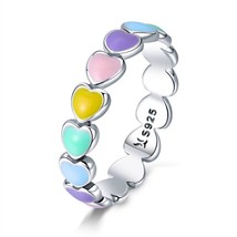 Hot Sale 925 Sterling Silver Rings Demon Eye Rainbow Heart &amp; Paw Colorful Finger - £19.09 GBP