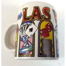 Las Vegas Coffee Cup Mug Souvenir Gambling Cards Dice Colorful Poker Chips - £8.78 GBP